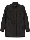 Fay Technical Poplin Virginia Overcoat With Adjustable Drawstring In Black