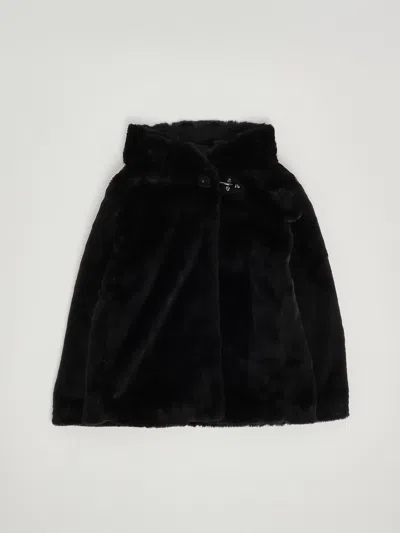 Fay Kids' Eco Fur Coat In Black