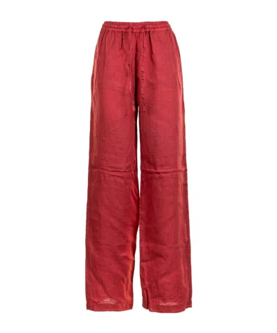 Fay Elastic Waist Casual Pants In Red