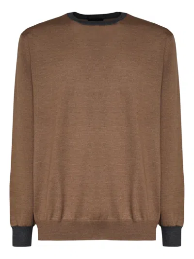 Fay Elbow-patch Crew-neck Sweater In Brown