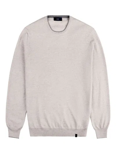 Fay Elbow-patch Crew-neck Sweater In Neutral