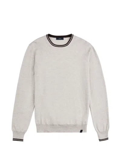 Fay Elbow-patch Tipped-trim Sweater In Neutral