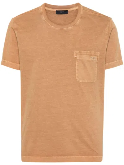 Fay Frosted T-shirt In Beige