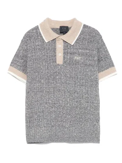 Fay Kids' Embroidered-logo Polo Shirt In Blue