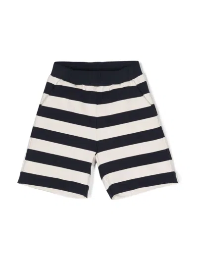Fay Kids' Embroidered-logo Striped Shorts In White
