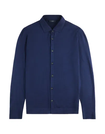Fay Exclusive Royal Blue Cardigan With Wool-silk Blend