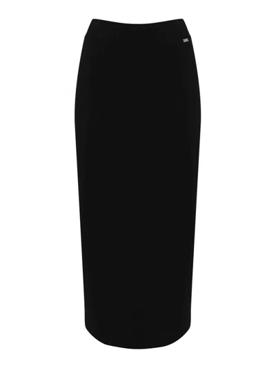 Fay Technical Viscose Longuette Skirt Black