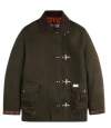 Fay 4-hook Jacket In Brown With Ribbed Collar In Green