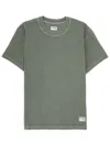 Fay Green Solid Crew Neck T-shirt In Gray
