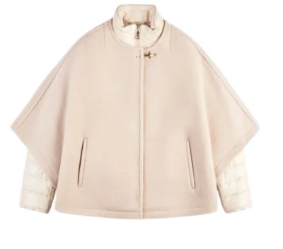 Fay Detachable Double Quilted Cape With Zip In Neutral