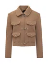 Fay Structured Wool Jacket With Hook Closures In Brown