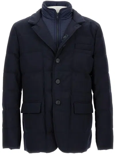 Fay Navy Blue Down Jacket With Buttons