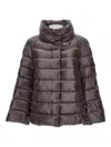 Fay Quilted Cape Down Jacket With Zip In Brown