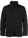 Fay Quilted Double-front Jacket With High Collar In Black