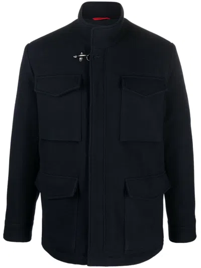 Fay Field Drawstring-waist Wool Blend Jacket In Blau