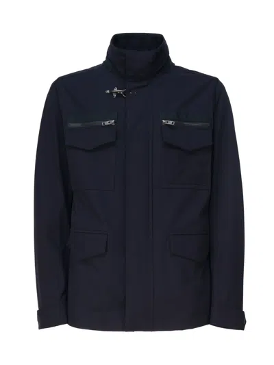Fay Field Jacket In Technical Fabric In Navy