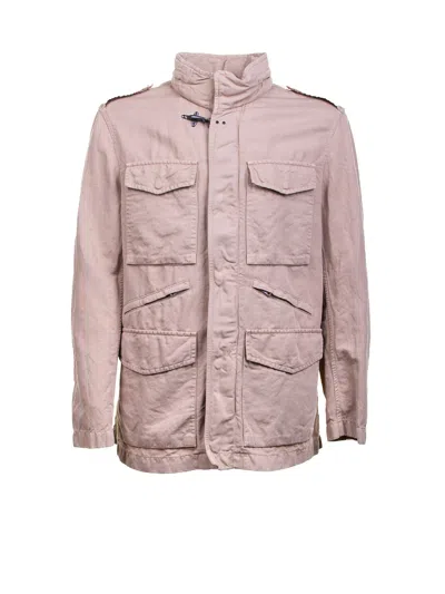 Fay Field Over Fit Jacket In Cotton And Linen Canvas