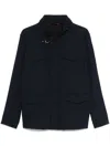 Fay Hooded Jacket With Adjustable Neck Strap In Blue