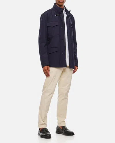 Fay Hooded Jacket With Adjustable Neck Strap In Black