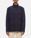 Fay Hooded Jacket With Adjustable Neck Strap In Blue