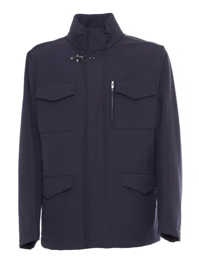 Fay Hooded Jacket With Adjustable Neck Strap In Black