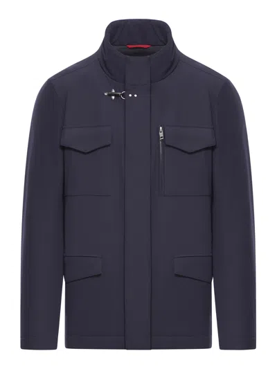 Fay Hooded Jacket With Adjustable Neck Strap In Black