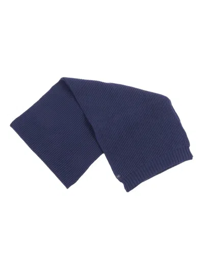 Fay Finely Knitted Scarf With Classic English Rib In Blue