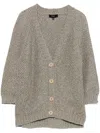 Fay Gray Cardigan With Deep V-neck And Button Detail In Beige