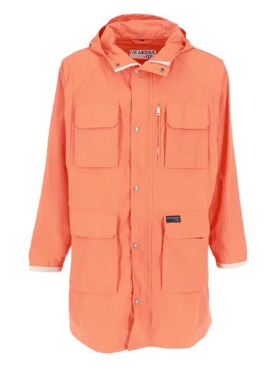 Fay Fisherman Cargo-pockets Hooded Jacket In Orange