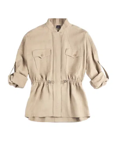 Fay Long-sleeved Sahariana Overshirt With Adjustable Waist In Neutral