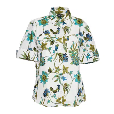 Fay Floral Printed Poplin Casual Shirt In Multi