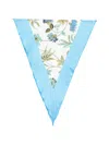 Fay Light Blue Triangular Scarf With Floral Print In Neutral