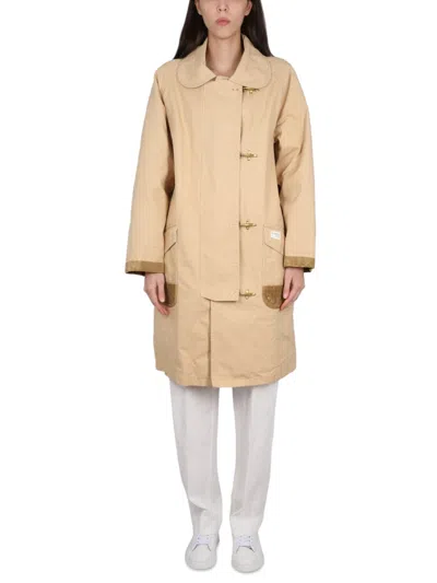 Fay Four-hook Cotton Trench Coat In Beige