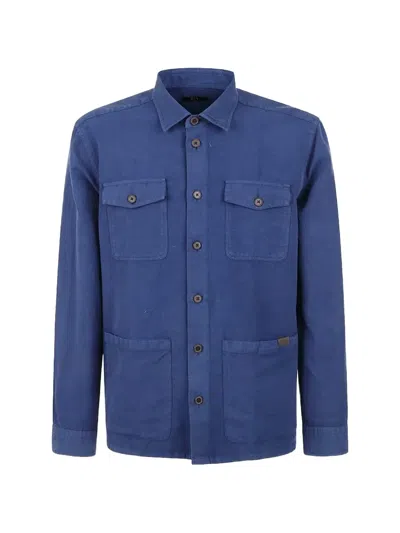 Fay Four-pocket Shirt In Blue