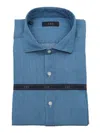 Fay French Collar Blue Cotton Shirt In Blue