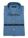 Fay French Collar Blue Cotton Shirt In Blue