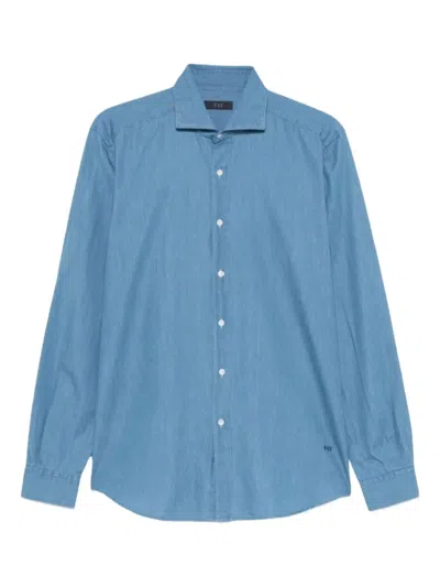 Fay Denim Shirt Regular Fit Long Sleeves In Blue