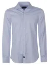 Fay French Collar Long-sleeved Shirt With Button-down Front In Blue