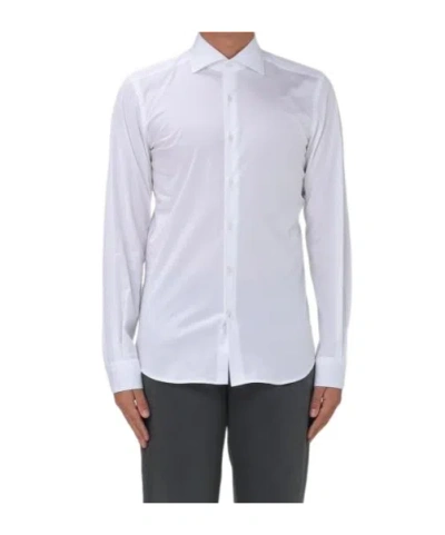 Fay French Collar Pleated Shirt In White