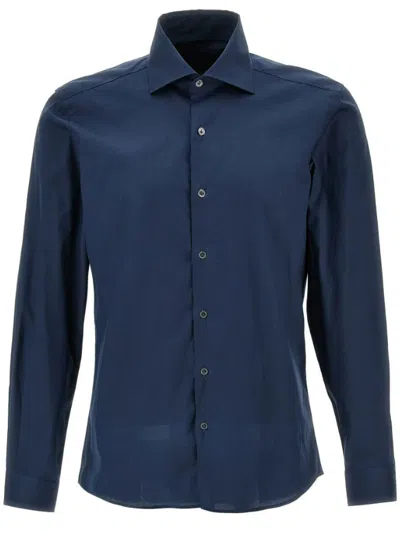 Fay French Collar Shirt In Blue