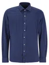 Fay Cotton French Collar Shirt In Blue