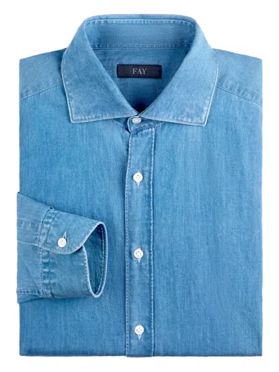 Fay French-collar Shirt In Blue