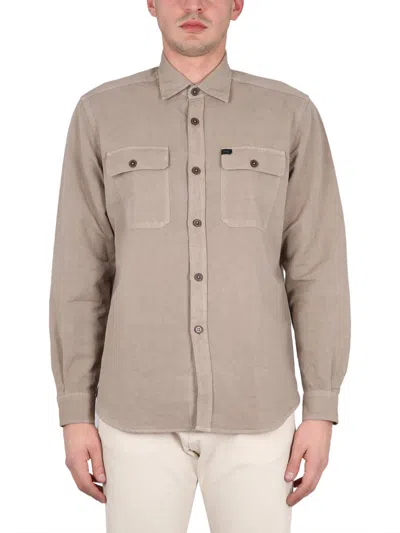 Fay French Collar Shirt In Brown