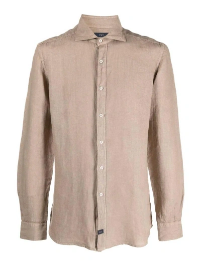 Fay French Collar Shirt In Light Beige