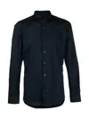 Fay French Neck Stretch Shirt In Black
