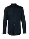 Fay Dark Blue Stretch Cotton Poplin Shirt In Blue