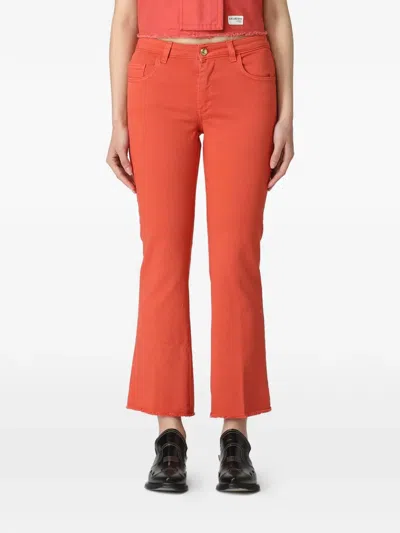 Fay Fringed Flared Trousers In Orange