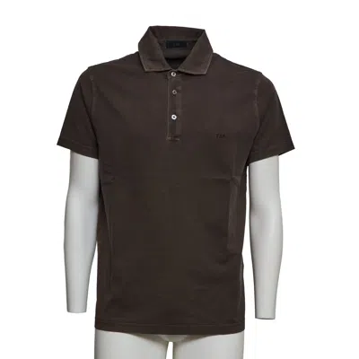 Fay Frosted Garment-dyed Short-sleeve Polo In Brown