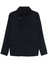 Fay Hooded Jacket With Adjustable Neck Strap In Blue