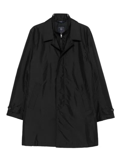 Fay Modern Black Coat With Concealed Zipper